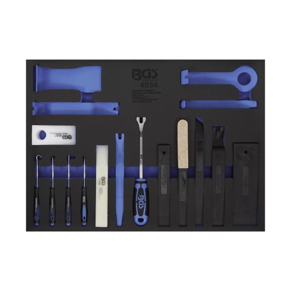 Garnitura orodja 3/3 | sprostitvena orodja, klini za sestavljanje in set hakljev | 17 kosov | BGS Technic