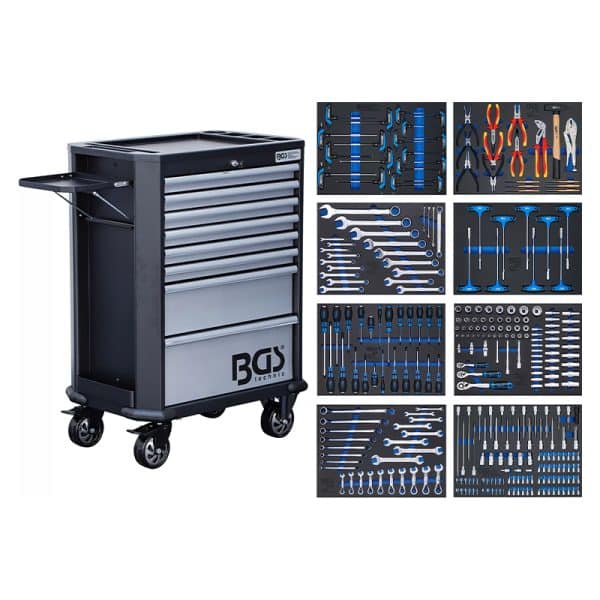 Delovni voziček | 8 predalov | z 299 kosi orodja | BGS Technic